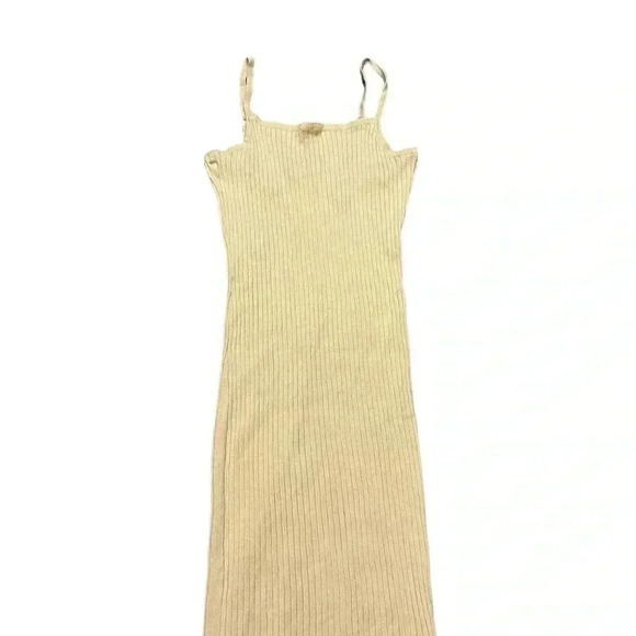 House of Harlow 1960 Tan Ribbed Bodycon Midi Dress + Matching cardigan sz med - Picture 4 of 11
